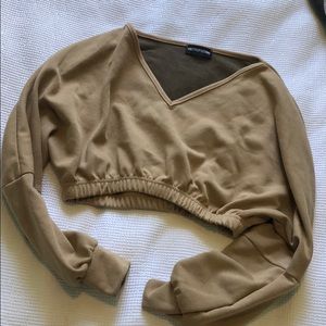 Crop tan long sleeve sweater